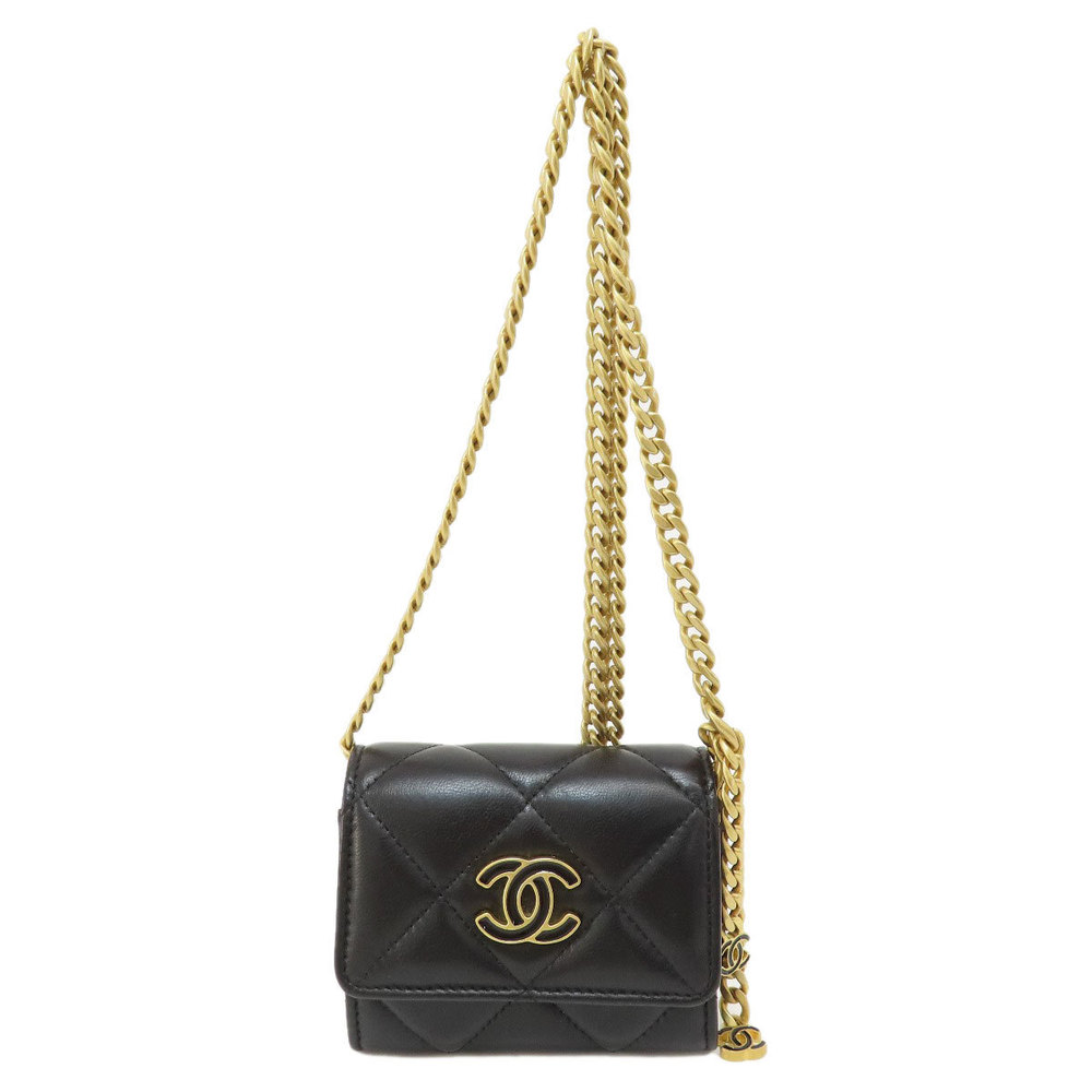 Chanel Matelasse Coco Mark Gold Metal Fittings Bifold Wallet